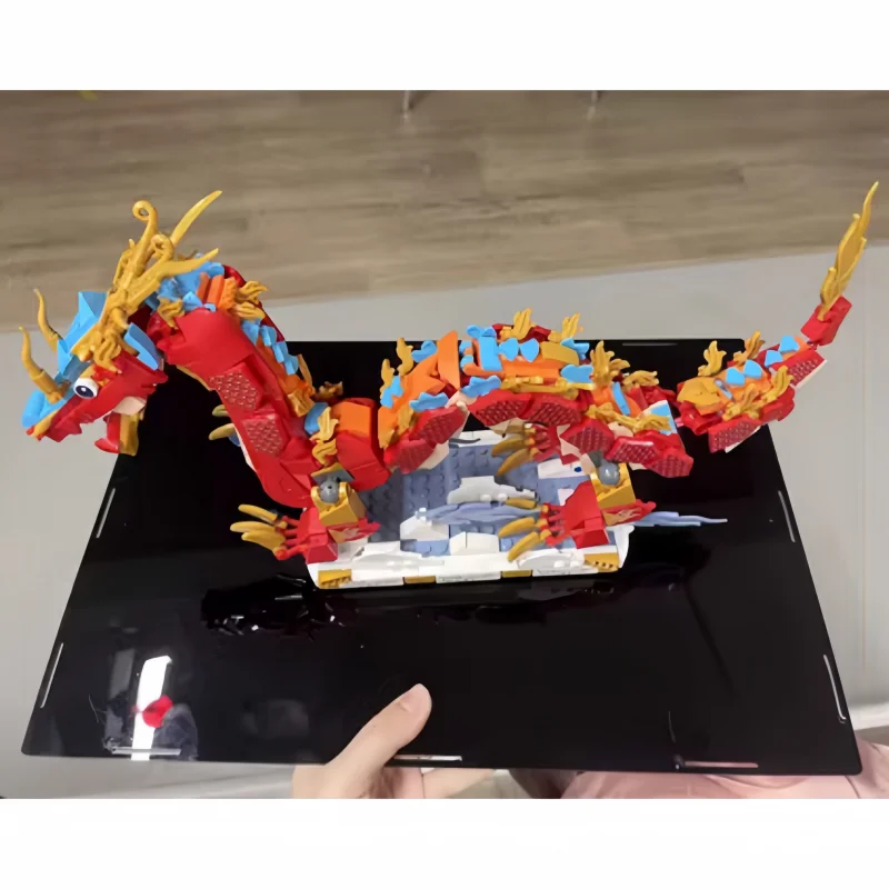 Modello di drago antico drago mitologico cinese anno Building Block decorazione giocattoli di mattoni animali per bambini adulti regali di compleanno