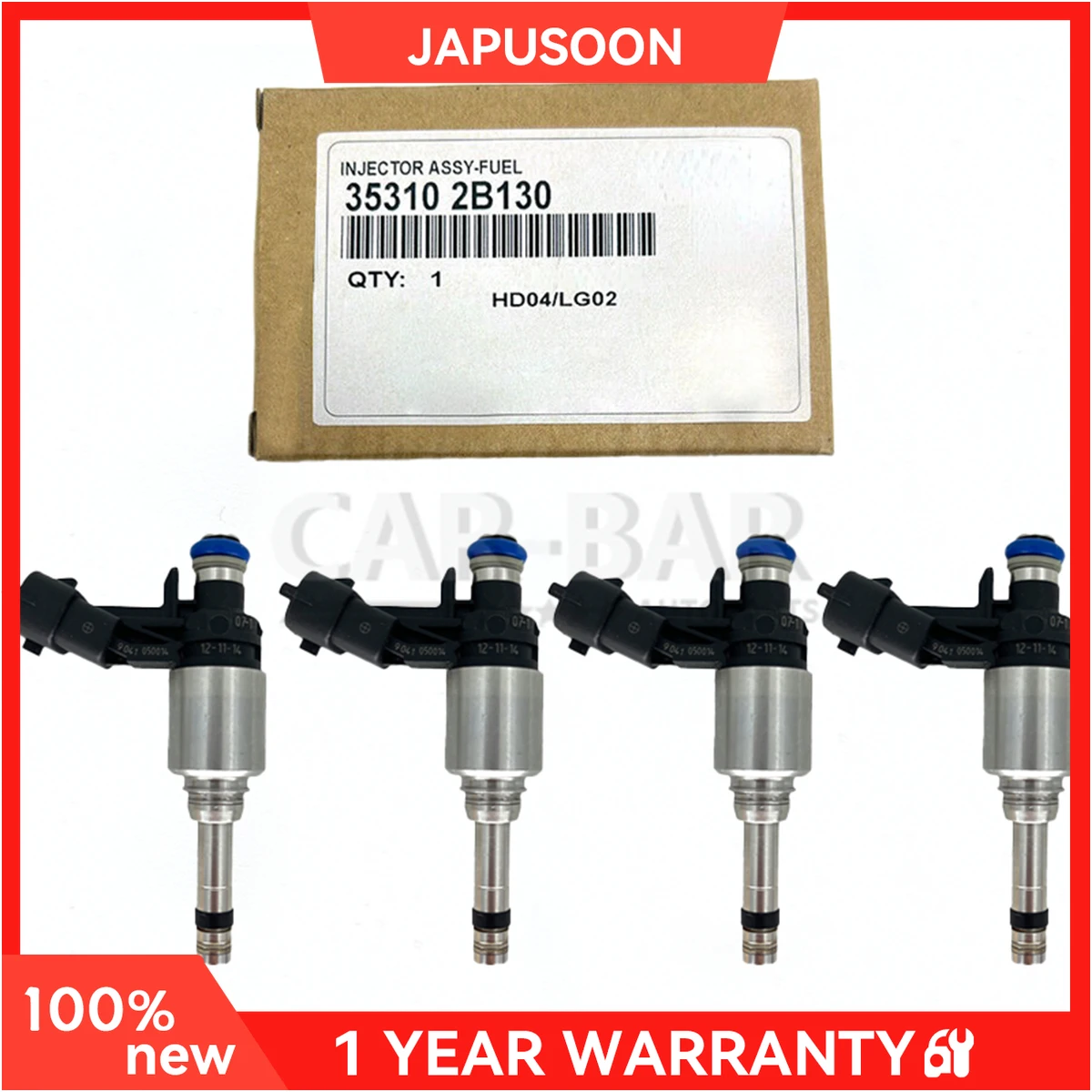 4PCSFuelInjectors353102B130ForHyundaiAccentVelosterKiaSoul