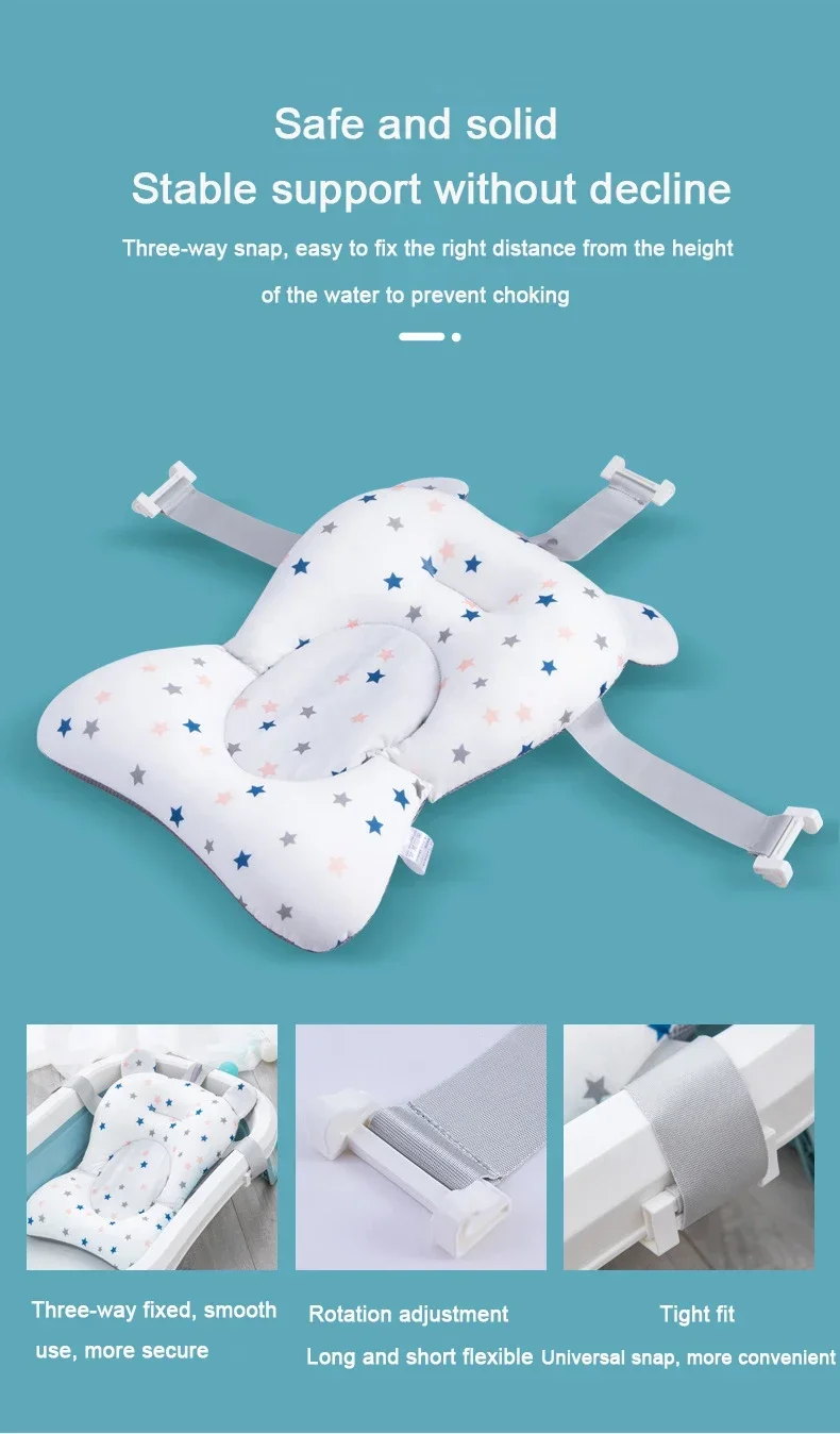 Description Picture 4 of itemPortable Baby Bathtub Pad Ajustable Bath Tub Shower Cushion Newborn Support Seat Mat Foldable Baby Bath Seat Floating Water Pad
