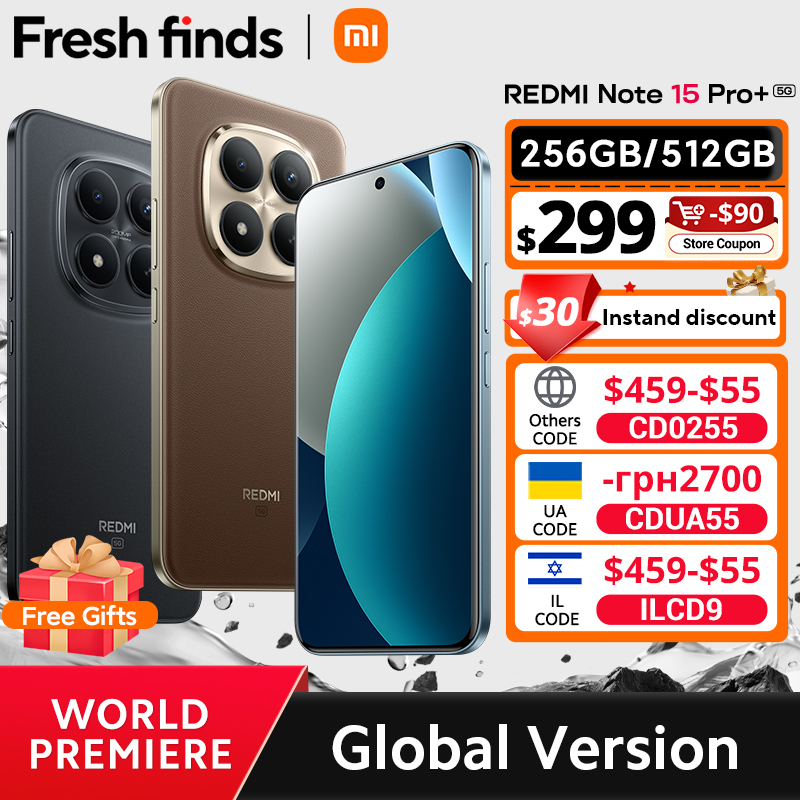 【World Premiere】Xiaomi Redmi Note 15 Pro+ 5G Global Version Snapdragon® 7s Gen 4 NFC 6.83" CrystalRes AMOLED display 6500mAh