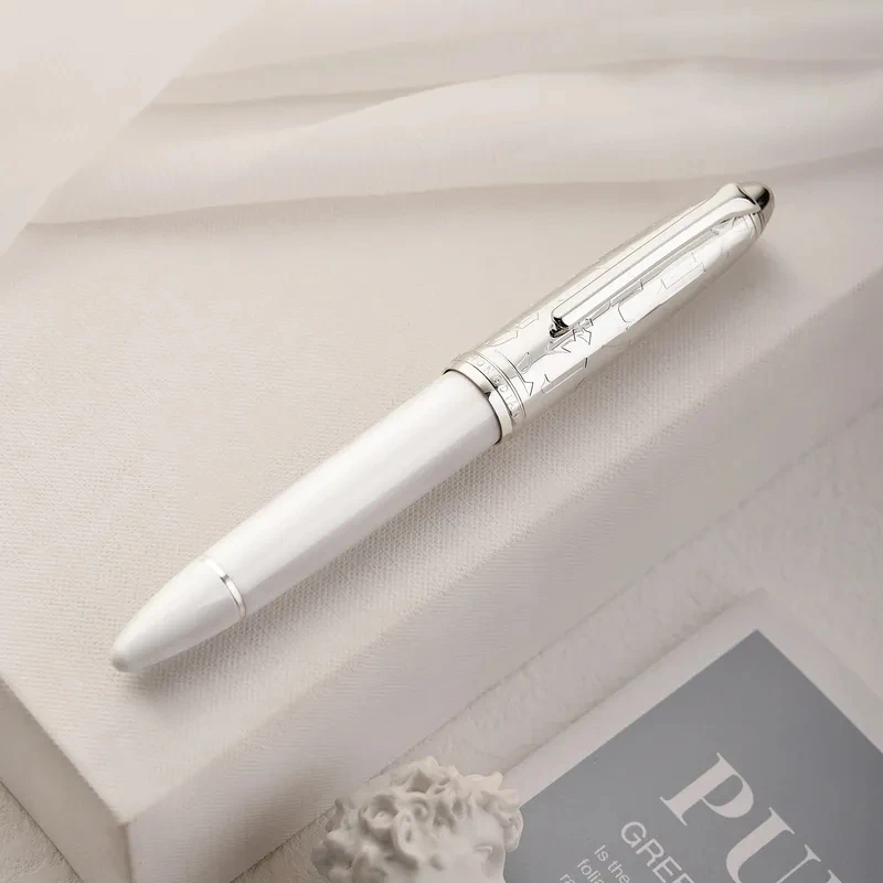

HongDian N6 White Resin Piston Fountain Pen EF/F Nib Beautiful Torpedo Cloud Seal Cap Ink Pen For Writing Stationery Supplies