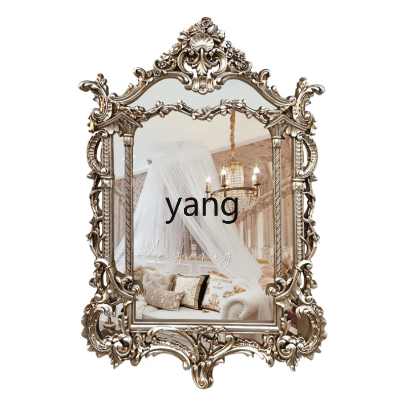 

Yjq Vintage Bathroom Bathroom Mirror Wall Hanging Bathroom Wall Carved Dressing Decorative Mirror