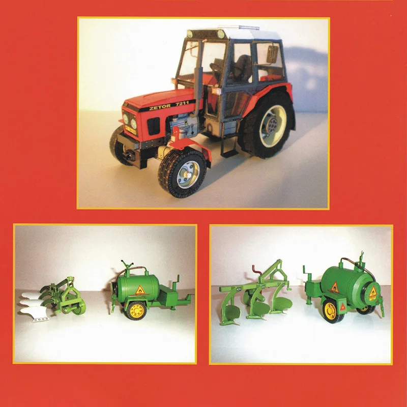 Model 1:32 DIY Czech Zetor 7745-7211 Tractor Card Building Sets Manual Agricultural Machinery Car Model Educational Toy