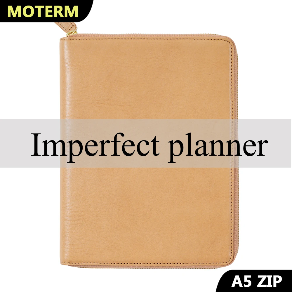 Moterm Full Grain Vegetable Tanned Leather A5 Zip Cover With Top Pocket  Planner Zipper Notebook Organizer Agenda Journal Diary - Notebook -  AliExpress