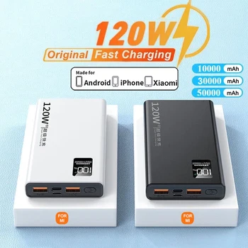 Xiaomi Original 120W Powerbank 50000mAh batteria di ricambio esterna Caricabatterie portatile Ricarica rapida per iPhone Samsung Digital Display Power Bank