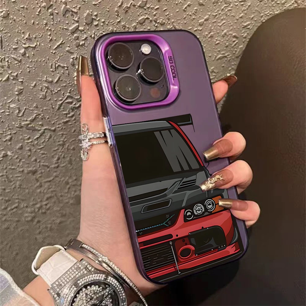 Stylish Car Print Anti-Drop Silver Phone Case