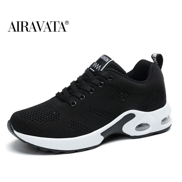 Fashion Women Lightweight Sneakers Outdoor Sports Breathable Mesh Comfort Running Shoes Air Cushion Lace Up black