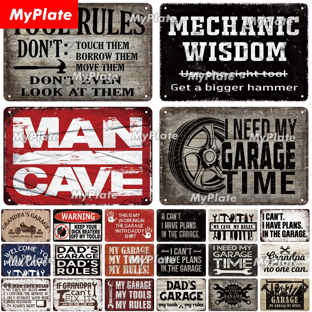 Tanio Vintage zasady narzędzia Retro tablica znak blaszany człowiek jaskinia