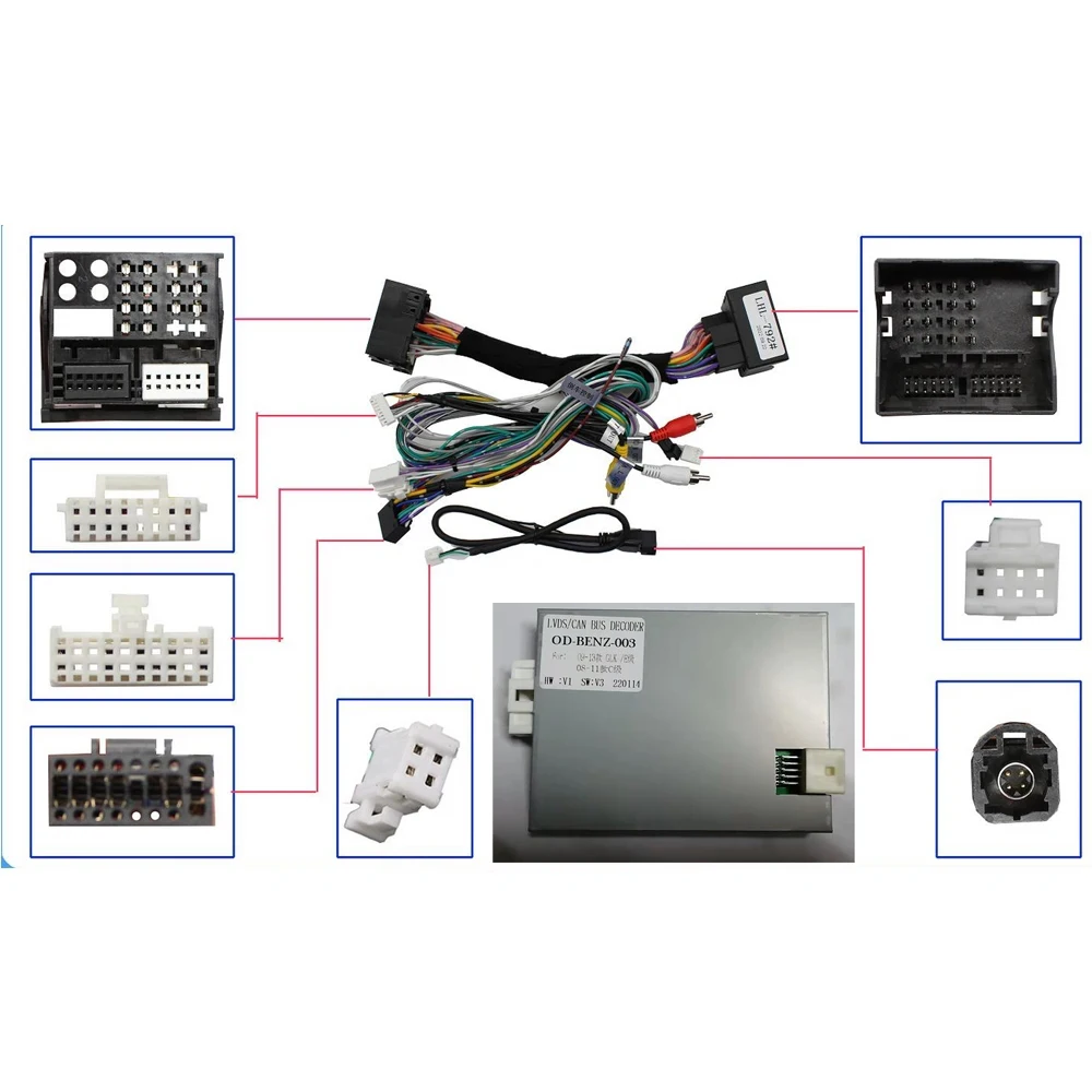 WQLSK Car 16pin Wiring Harness Adapter Canbus Box Decoder For Benz E C GLK X204 GLC X253 2012-2015 Android Radio Power Cable