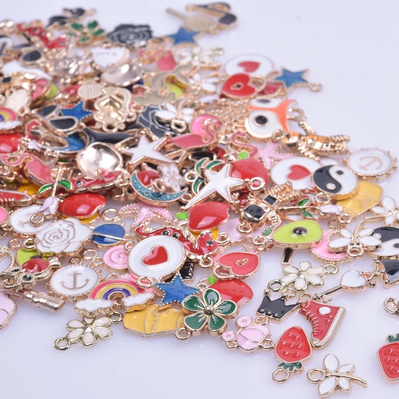 Wholesale 300 Pieces Wholesale Bulk Lots Jewelry Making Charms Pendant  Mixed Shapes Alloy Enamel Charms for Jewelry Necklace Earring Making Crafts  