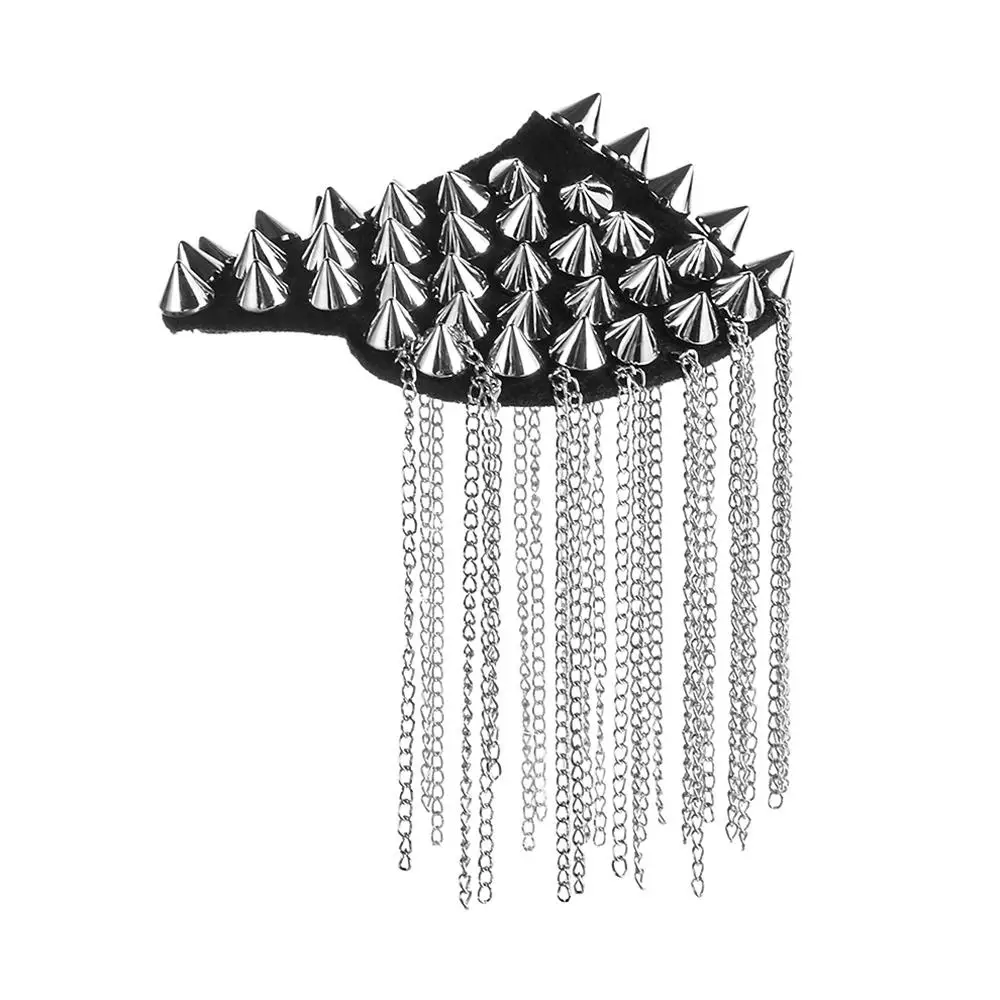 Neue Mode 1 Paar Kette Quaste Niet Schulter polster Brosche Punk Quaste Metall Schulter klappe für Frauen Männer – Detail 22