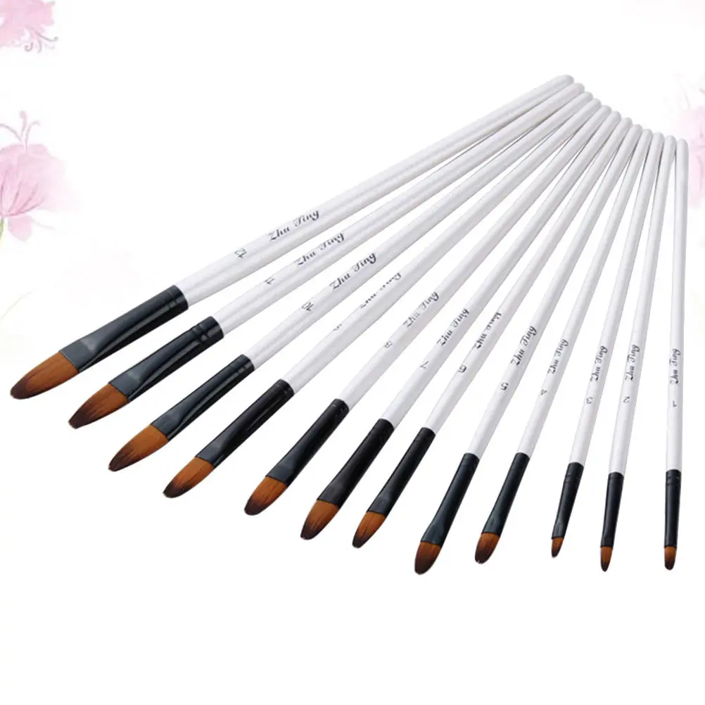 12Pcs 아트 브러쉬 세트 초보자를 위한 휴대용 페인팅 브러쉬 전문가 미니어처 디테일링 야생 동물 식물 공예 락