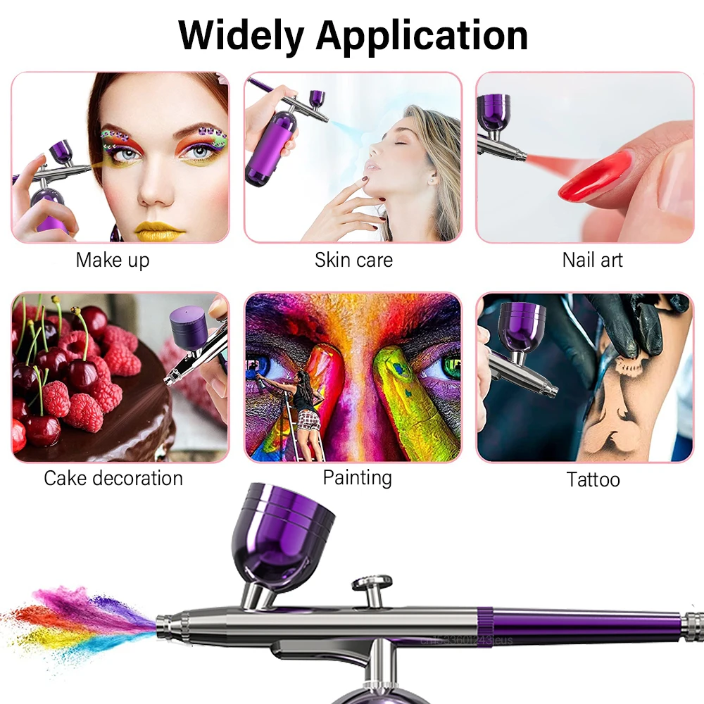 Rechargeable Airbrush with Compressor Portable Nail Art Air Brush Includes Spray Gun Tools for Nail Art Makeup Painting 5