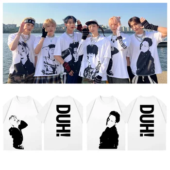 P1Harmony 2025 DUH Same T-shirt Kpop Print Summer Short Sleeve Tee for Fans Men Women Clothing Streetwear T Shirts 1