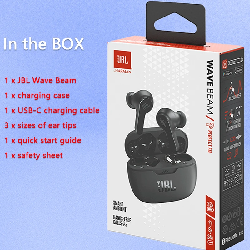 JBL WAVE BEAM سماعات بلوتوث تدعم التطبيق True Wire...