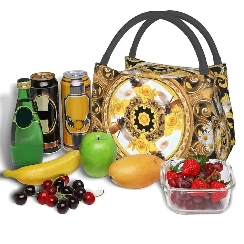 Lunch Bag Yellow Rose Bees Vintage