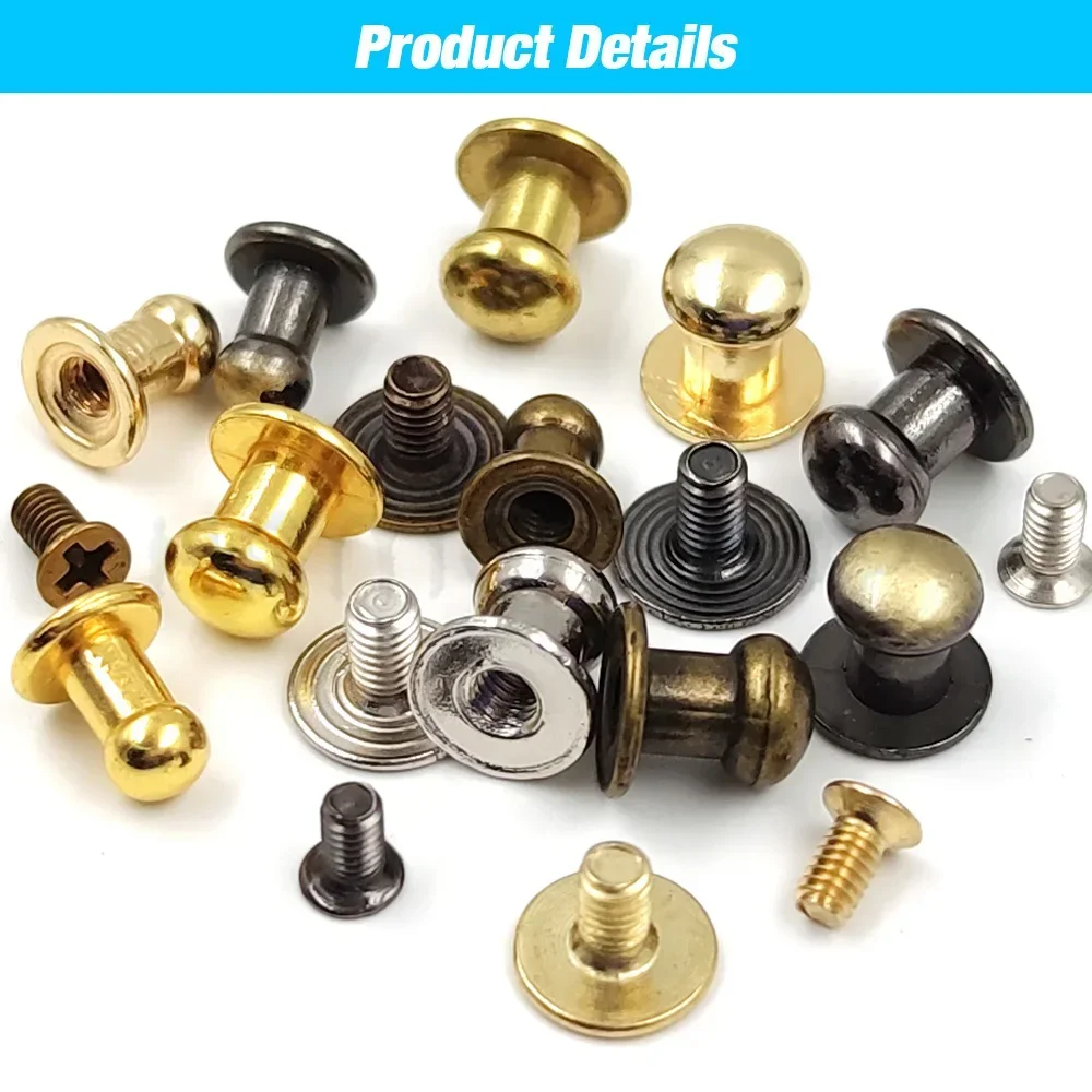Lot De 5 Rivets à Vis à Tête Ronde En Laiton 6 Mm - Teinte Bronze - Pour Artisanat Cuir Et Bricolage