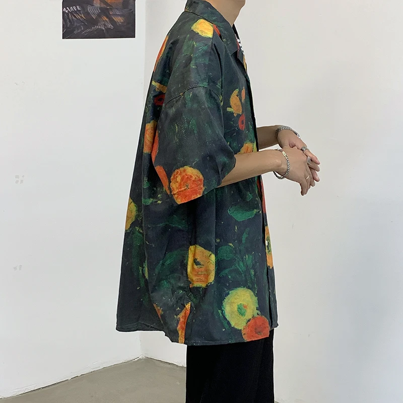 Summer Short Sleeved Shirt Men Oversized Fashion Printed Casual Shirt Men Streetwear Loose Floral Shirts Mens Hawaiian Shirt