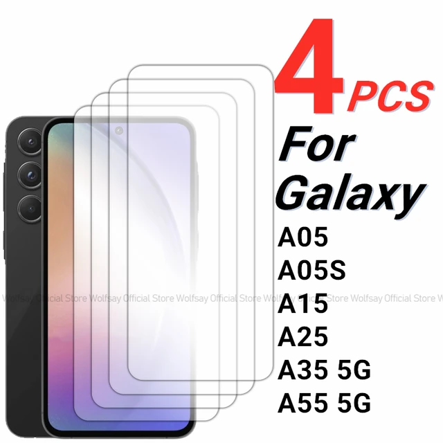 Protecteur d'écran pour Samsung Galaxy, verre trempé, colle complète, Samsung Galaxy A55 Guatemala, A05S, A05, A15, A25, A35, A55, 5G, 2 pièces, 4 pièces 1