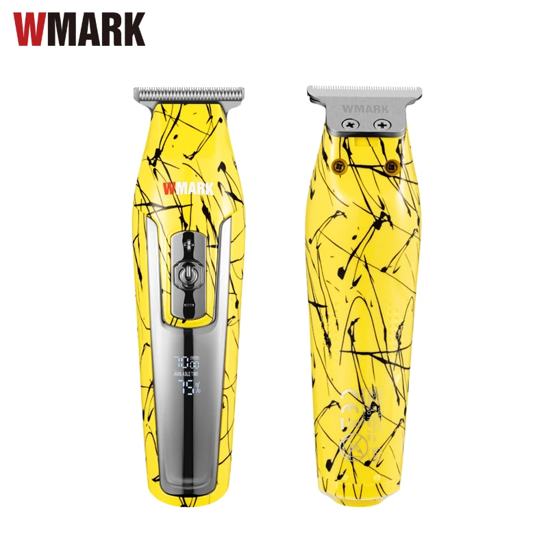 WMARK C24-HC011 옐로우 4 스피드 헤어 디테일 트리머, 수염 자동차 헤어 클리퍼, 전기 헤어 커팅, 면도날 엣지 T 와이드 블레이드 