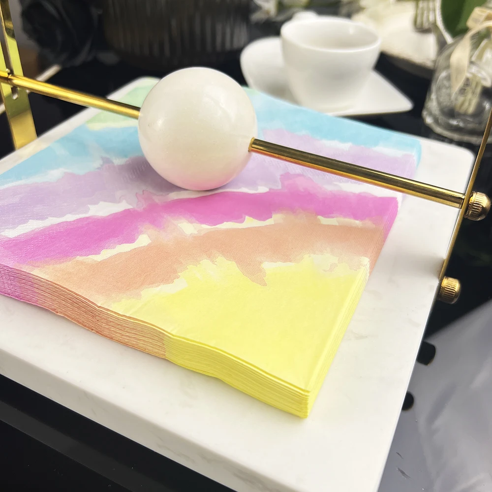 20pcs/pac Colorful Peach Heart Paper Napkins Birthday Wedding Party Table Setting Paper Cafe Mouth Cloth Serviette Papier