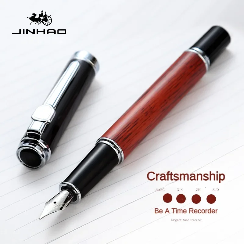 Jinhao 8802 나무 만년필, EF/F/M 펜촉, 고급스럽고 우아한 잉크 펜, 캘리그라피 펜, 학교 사무실 필기구 용품
