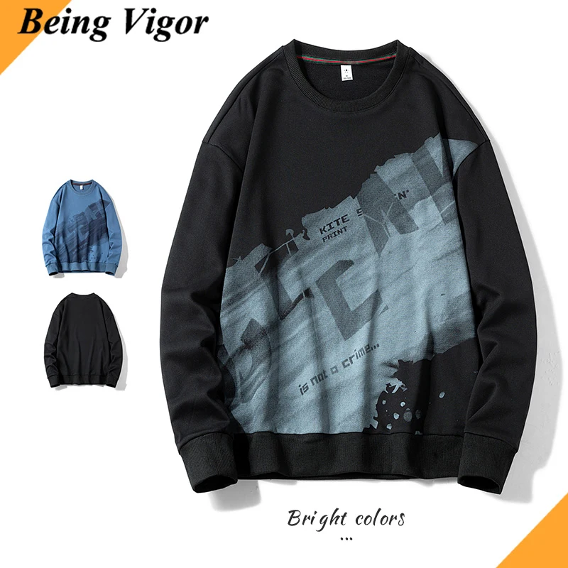 

Being Vigor Long Sleeve Spring Mens Tshirt Printed Man Sweatshirt Slim Fit Lightweight Men's Top Wear Tee Shirt