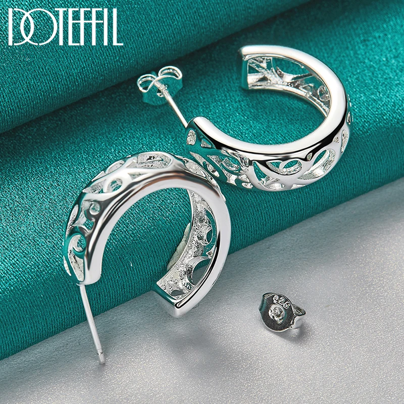 DOTEFFIL 925 Sterling Silver Geometry Stud Earrings Cute Romantic Jewelry For Women Wedding Party Gift Wholesale