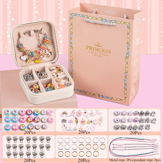 DIY Charm Bracelet Making Kit, 66Pcs Jewelry Kit for Teen Girls Pink Stuff  Craft Gifts for Birthday, Christmas, New Year - AliExpress