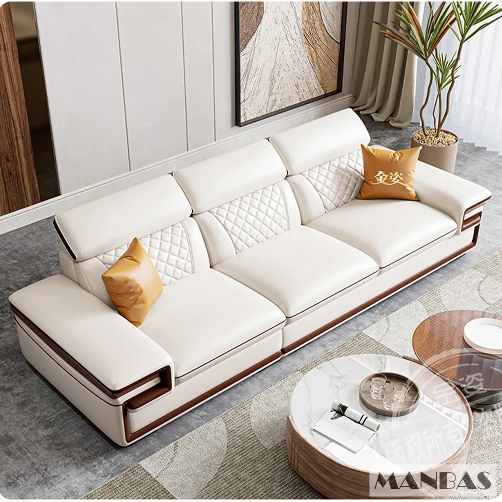 MINGDIBAO Premium Italian Genuine Leather Sofa Set for Living Room with  Adjustable Headrests and Built-in Bluetooth Speaker, USB - AliExpress, image size:1000x1000