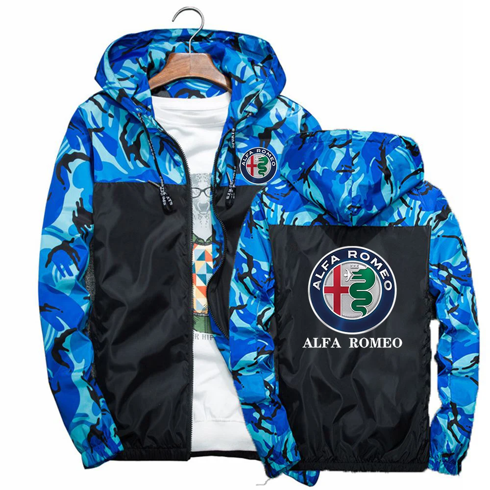 

2023 New Alfa Romeo Men Spring and Autumn Jacket Casual Hooded Jackets For Zipper Windbreaker Outwear Chaqueta