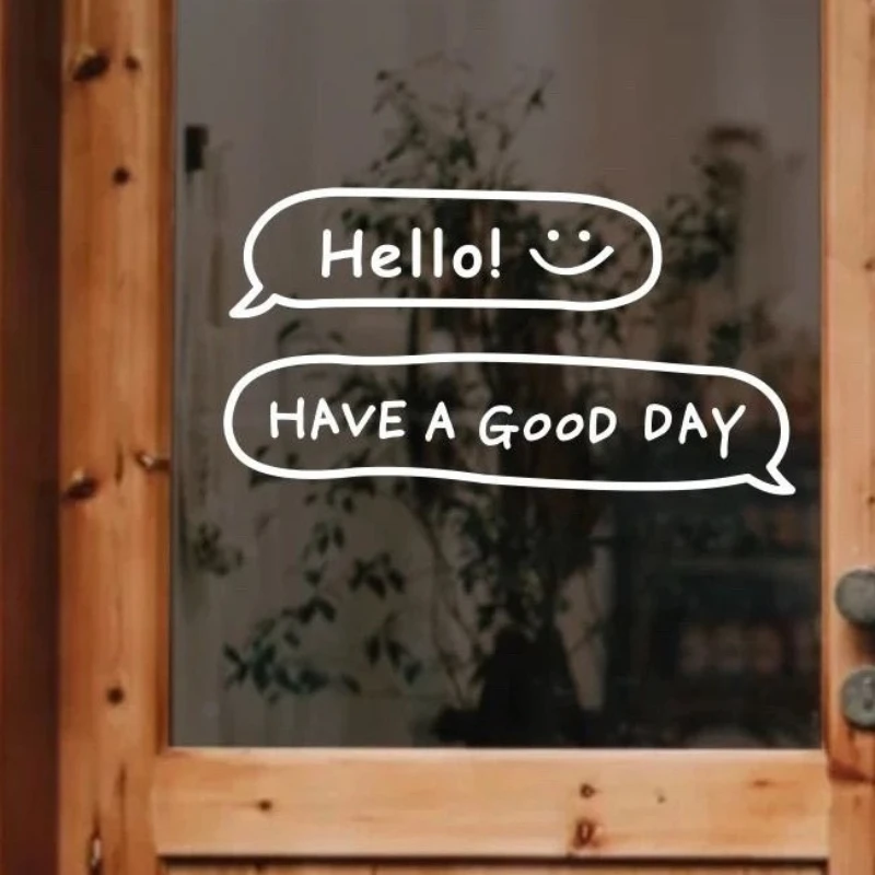 Adesivi 'Have A Good Day' in Inglese per Abbigliamento, Saloni di Bellezza, Selfie, Specchi, Decorazioni per Finestre e Pareti, Poster per Porte in Vetro