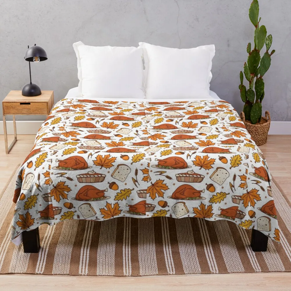 

THANKSGIVING Throw Blanket Plush Fabric Blanket With Fur