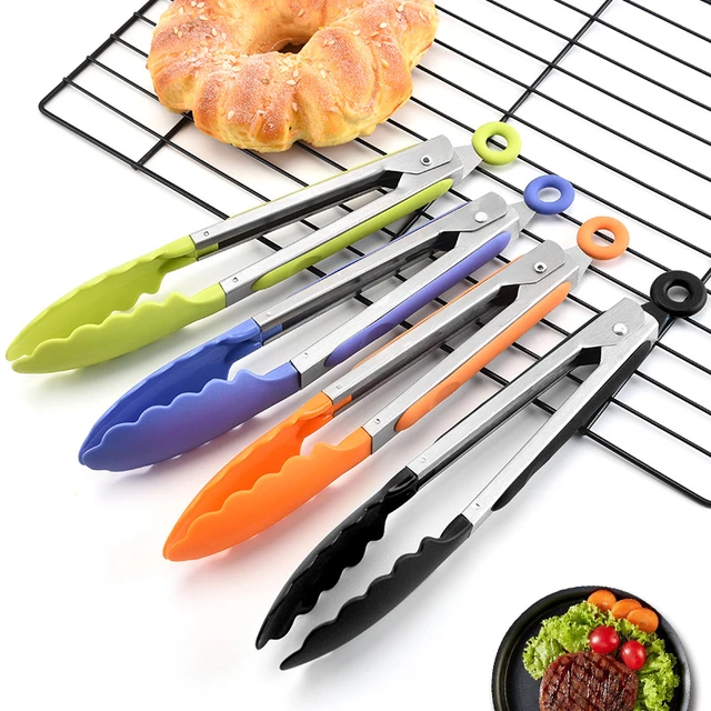 Silicone Food Tong Set Stainless Steel Kitchen Tongs Silicone Non-slip  Cooking Clip Clamp BBQ Salad Tools Kitchen Accessories - AliExpress