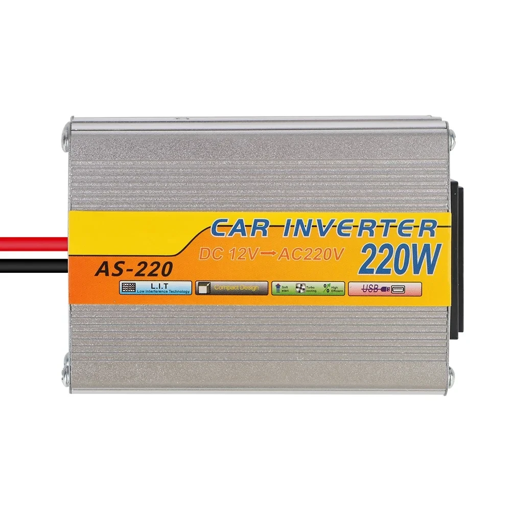 Portable 220W Car Power Inverter with USB Charging and DC to AC Conversion