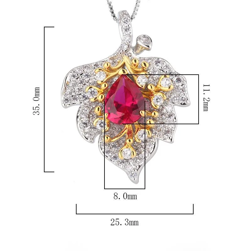 Colar com pingente de folha e pedras com zircónia colorida_voghion.com