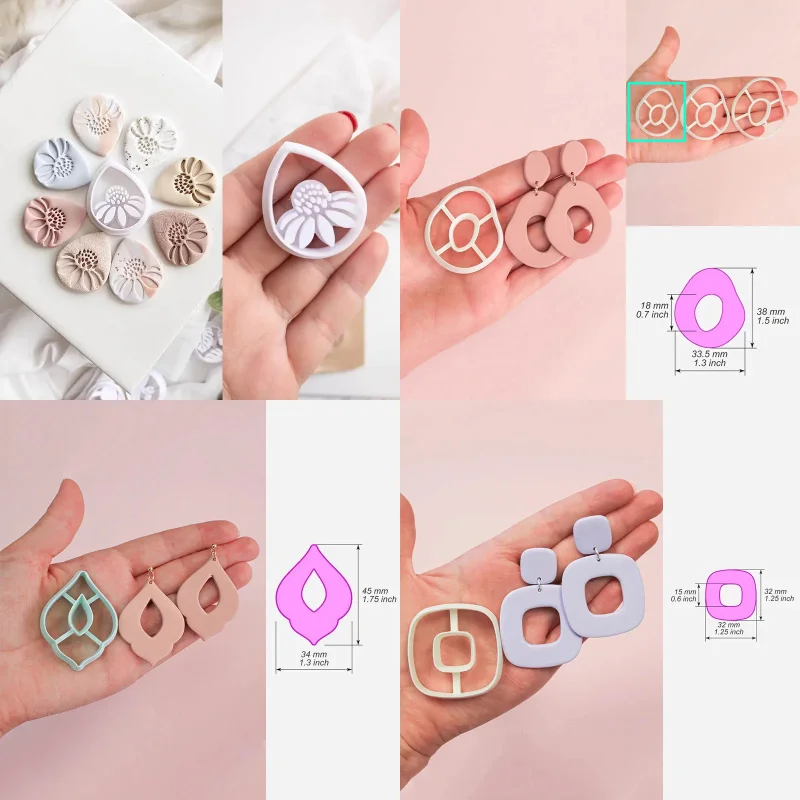 Simple Geometric Shape Polymer Clay Cutter DIY Earring Pendant Jewelry Cutting Molds Soft Pottery Handmade Tools