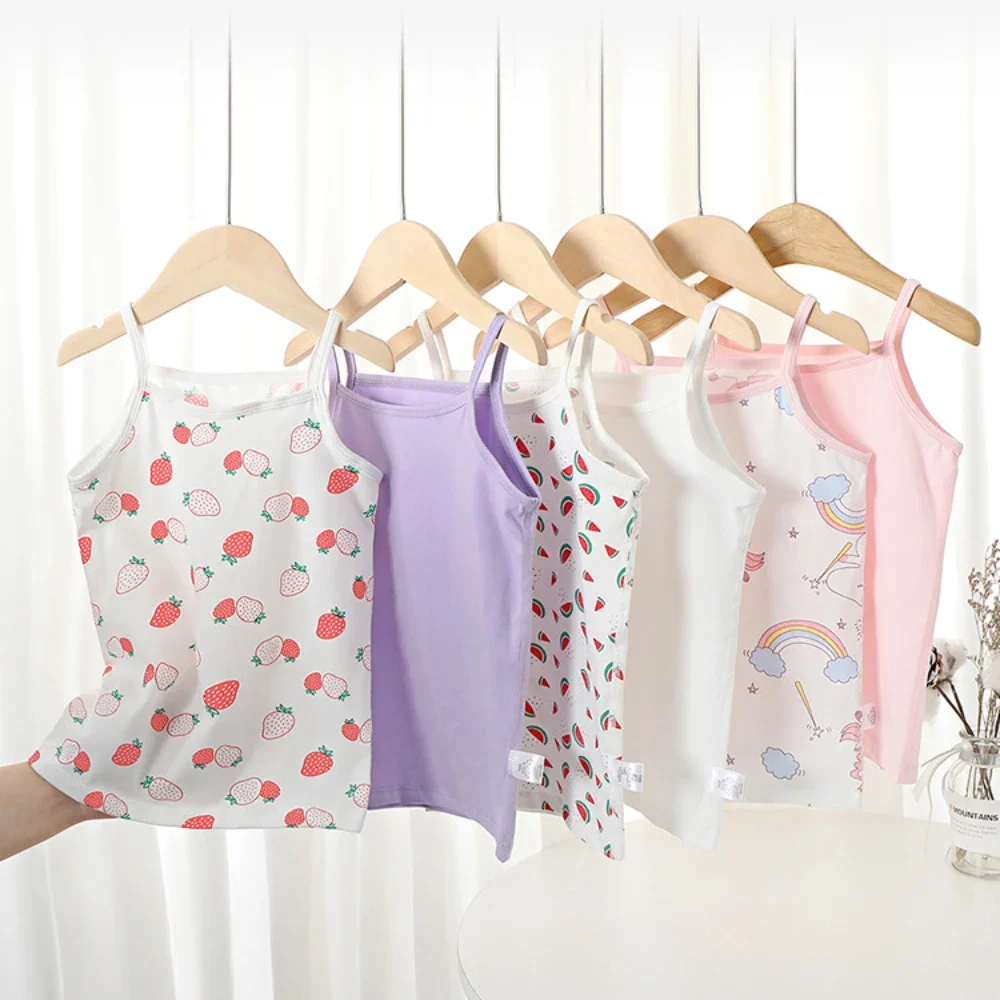 Kids Underwear Summer Cotton Tank Top for Girls Undershirt Children's Singlet Baby Tops Cartoon Printed Camisole girls tank tops