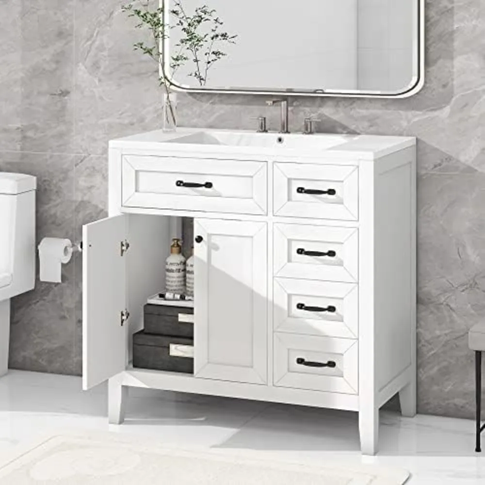 Description Picture 2 of itemBathroom Vanity with Sink, Bathroom Storage Cabinet with 3 Drawers, Wood Bathrooms Vanity Set, 36" Bathroom Vanity with Sink