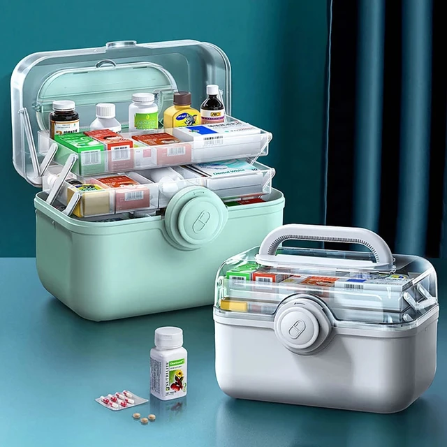 3 Layers Large Capacity First Aid Kit Family Portable Organizer Box Medicine Split Multifunction-Layer Storage First Aid Kit Box 6