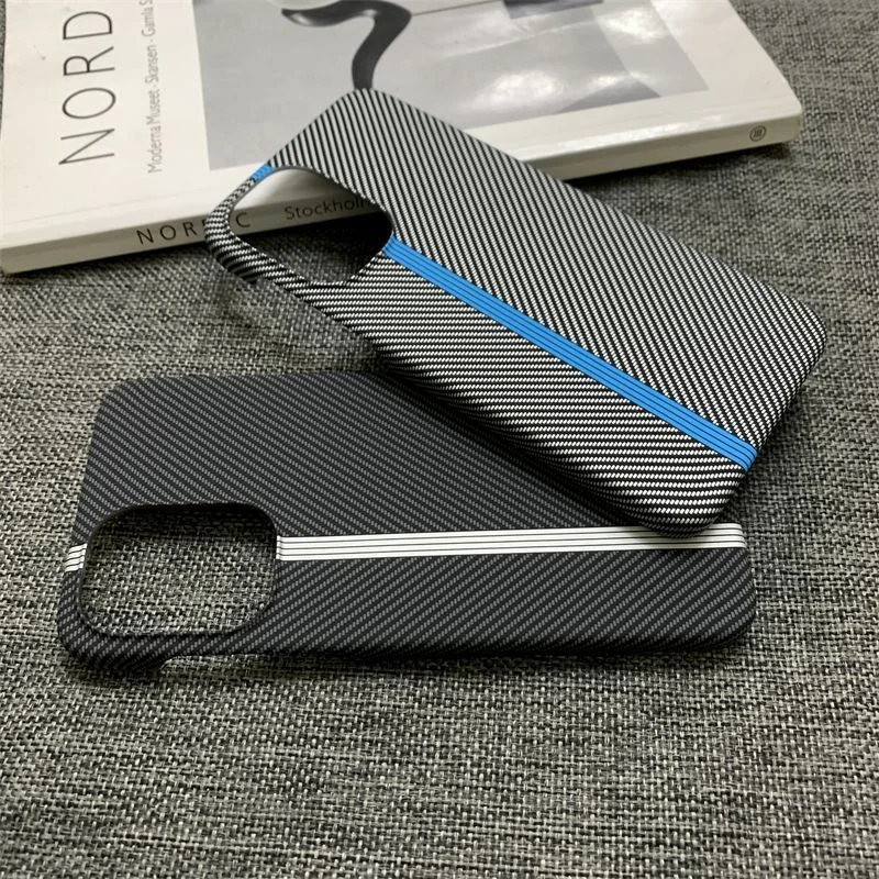 Slim Smooth-Touch Carbon Fiber Texture Case with Striped Patchwork Design - Shockproof Protective Cover