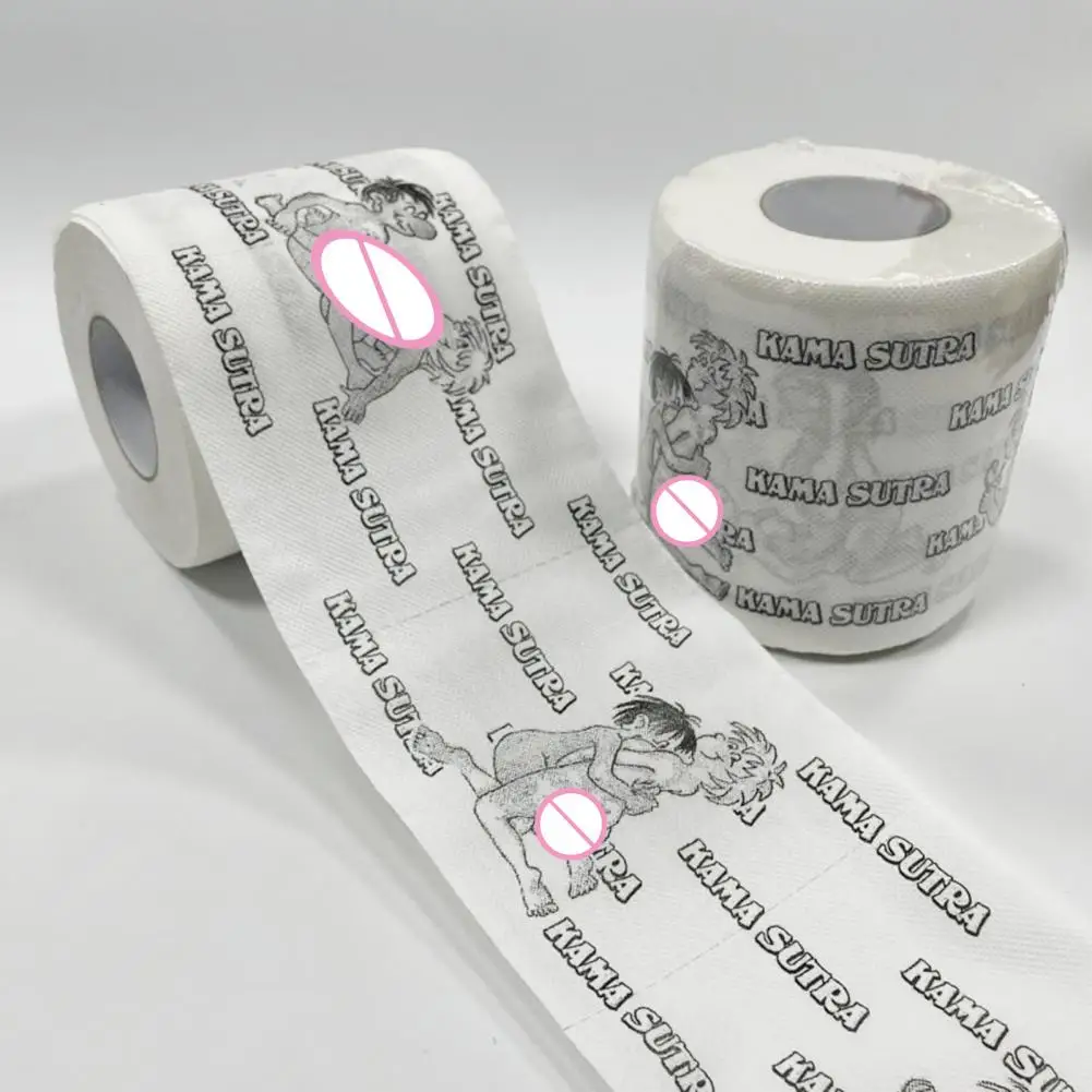 1 Roll Romantic Sex Pattern Toilet Paper Creative Ultra-solt Paper Toilet Tissue Roll for Anniversarie Valentines Day Gift