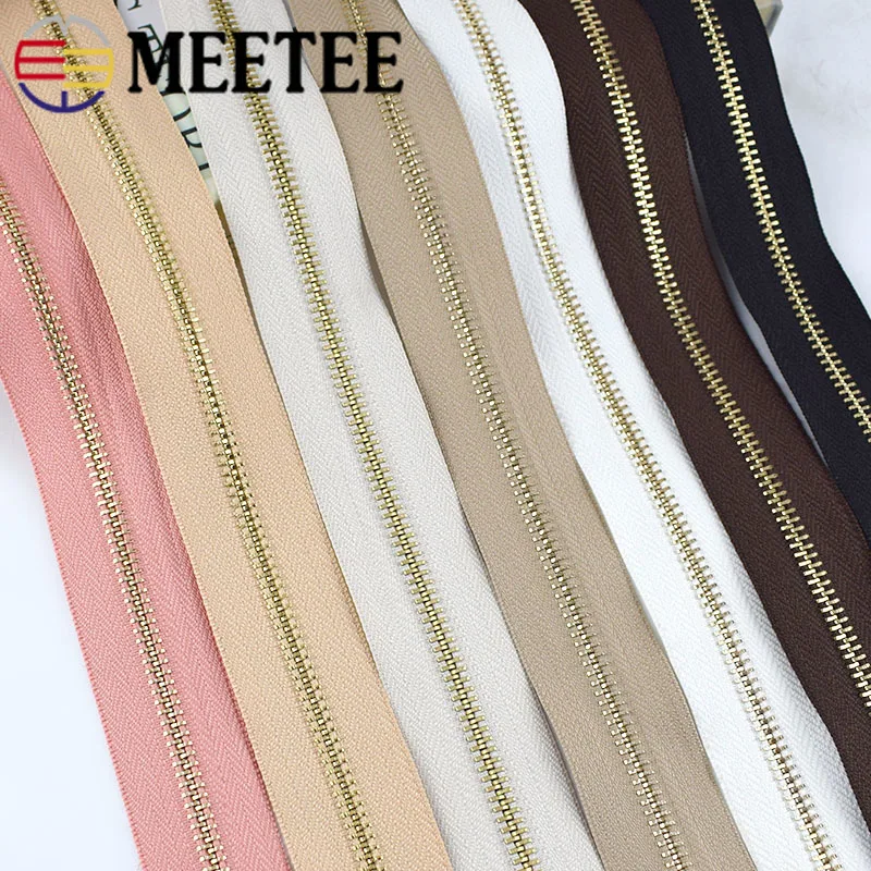 Metal Garment Accessories Metal Zippers Bags Gold Zipper Meter