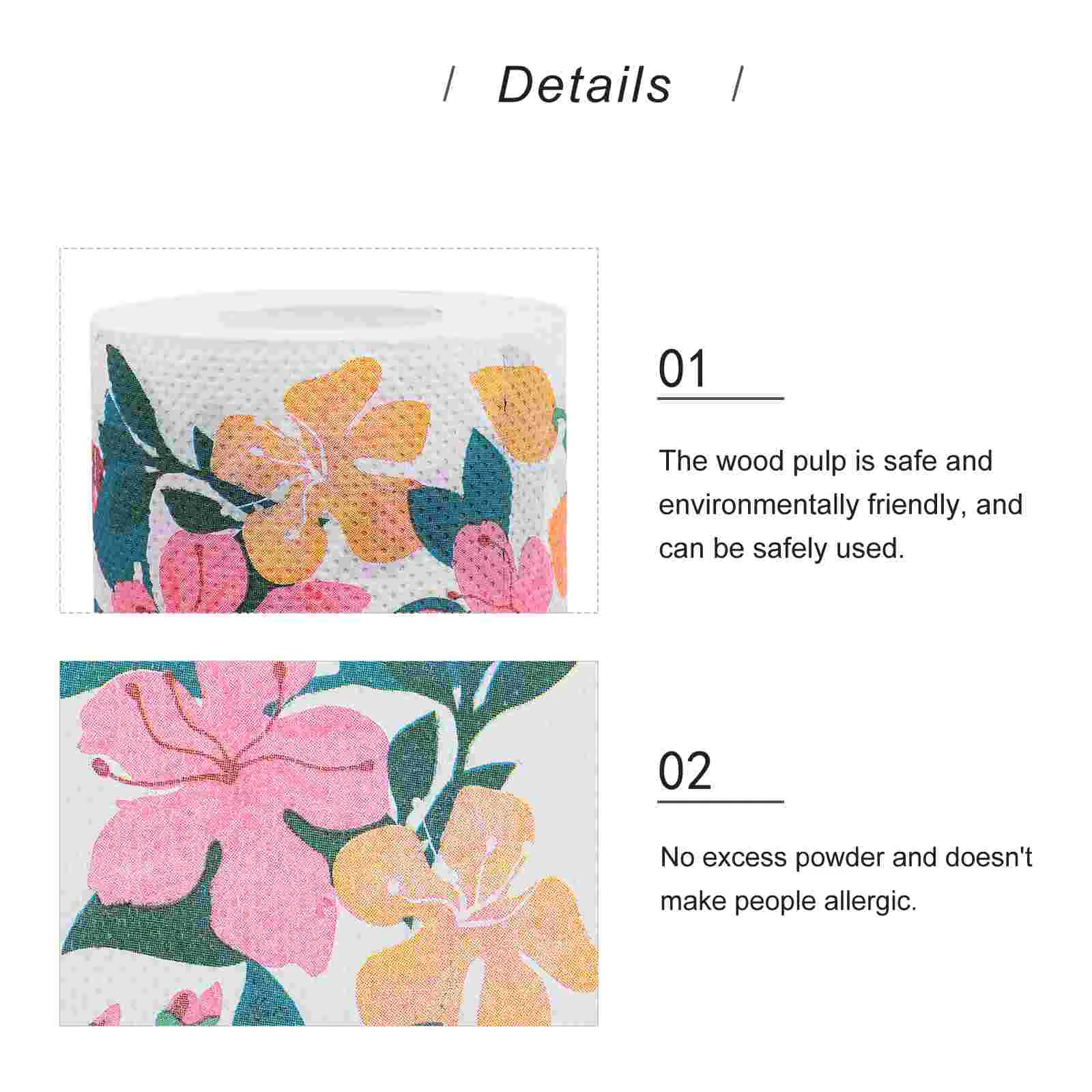 1 Roll Colorful Printed Roll Paper Toilet Paper Exquisite Handkerchief Disposable Napkin Napkins