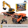 1:18 Huina Plastic 1319 RC Assembled Tractor Truck with Flatbed Trailer Remote Control Excavator Outdoor Toy Model 2