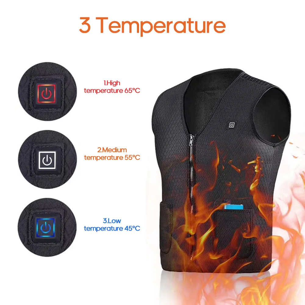

USB Infrared Heated Vest Outdoor Jacket Heated Women Men's Winter Jacket Electric Thermal Clothing Waistcoat For Sports Hiking