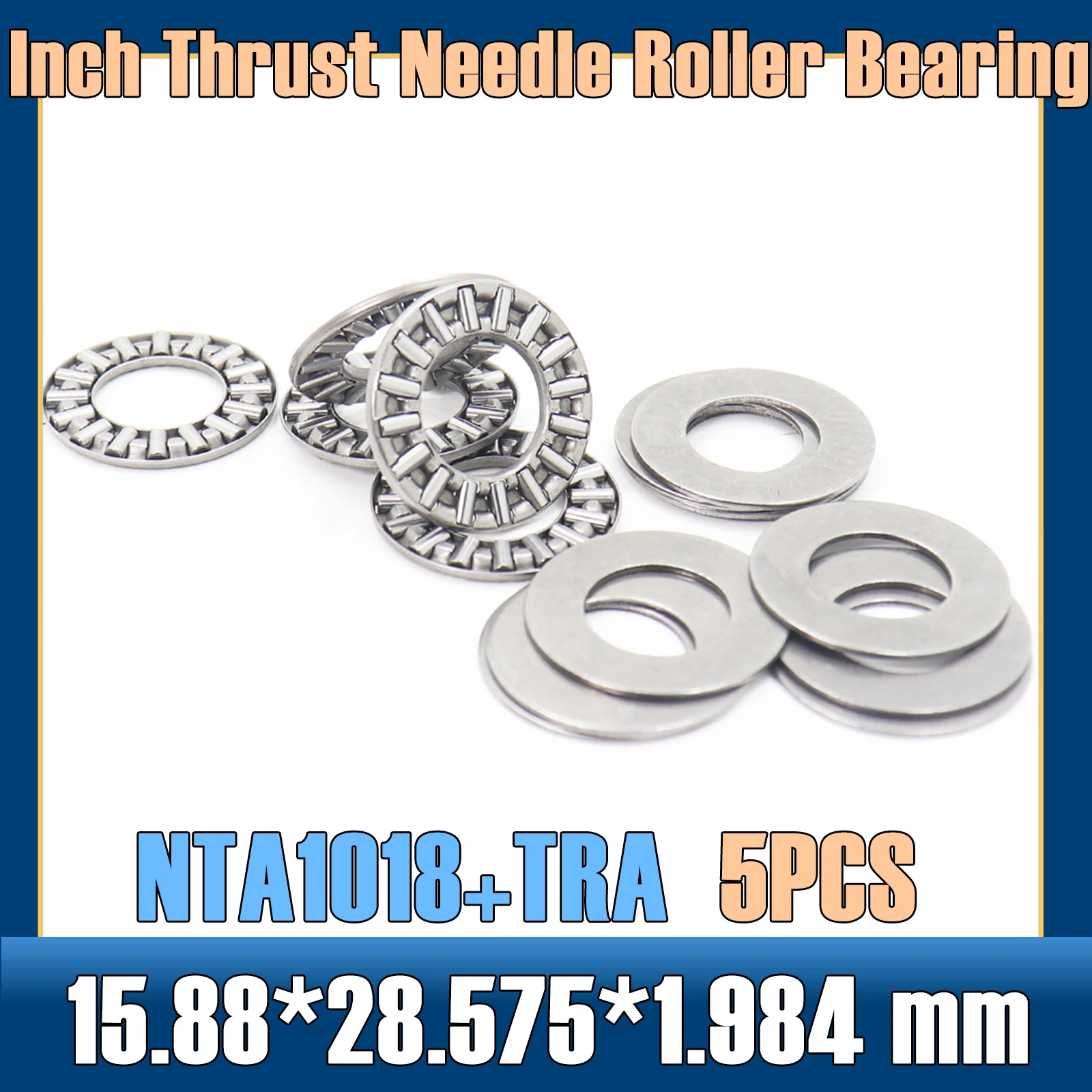 

NTA1018 + 2TRA Inch Thrust Needle Roller Bearing With Two TRA1018 Washers 15.88*28.575*1.984 mm ( 5 PCS ) TC1018 Bearings