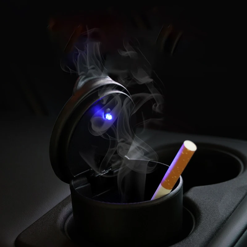 Car Portable Ashtray Holder Plastic Cup Flame Retardant Cigarette LED Ashtray Storage Case for Auto Home Smoking Accessory 2PCS car ashtray