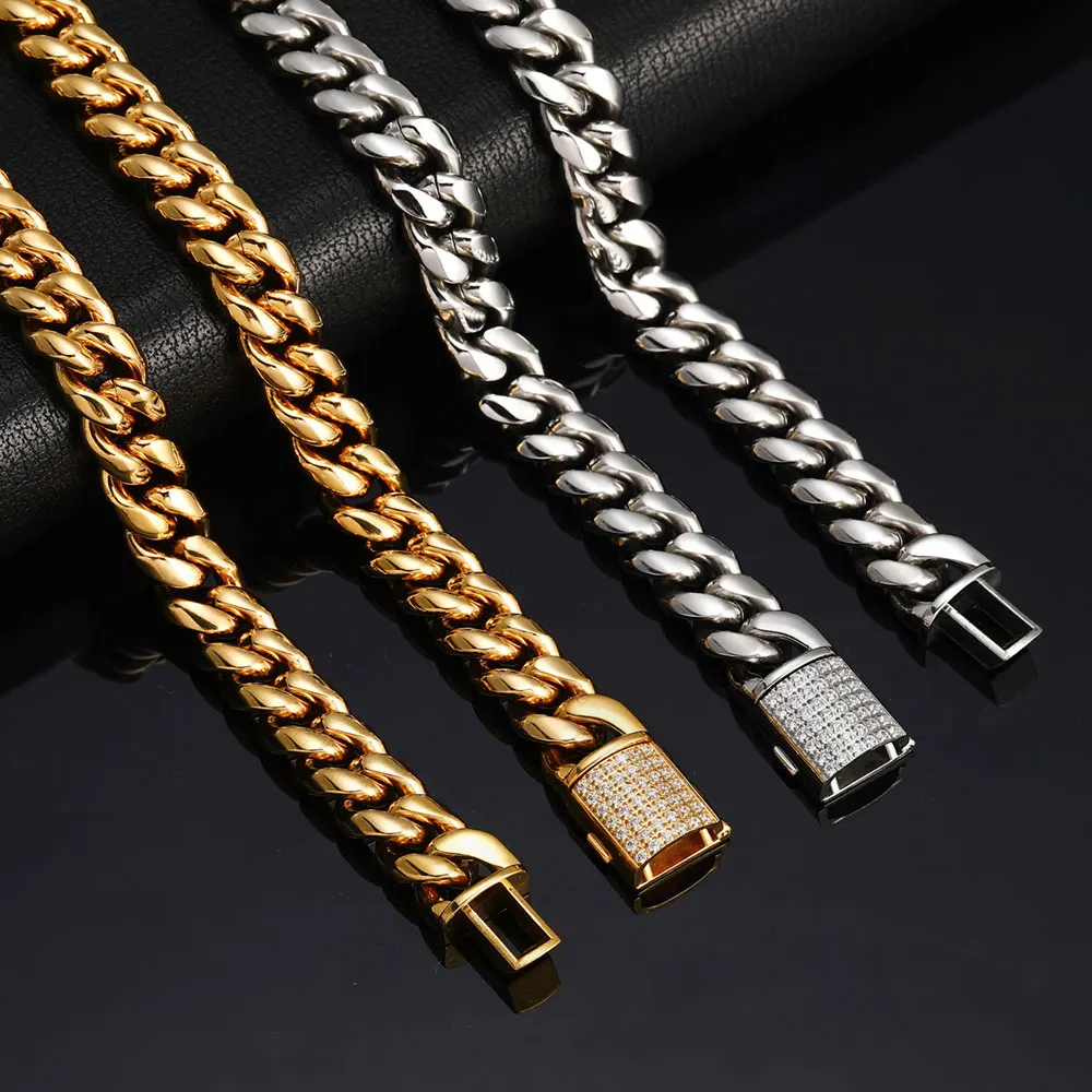 

2022 Wholesale Hip Hop Jewelry Fashion Miami Stainless Steel Chain Cuban Link Women Bracelet
