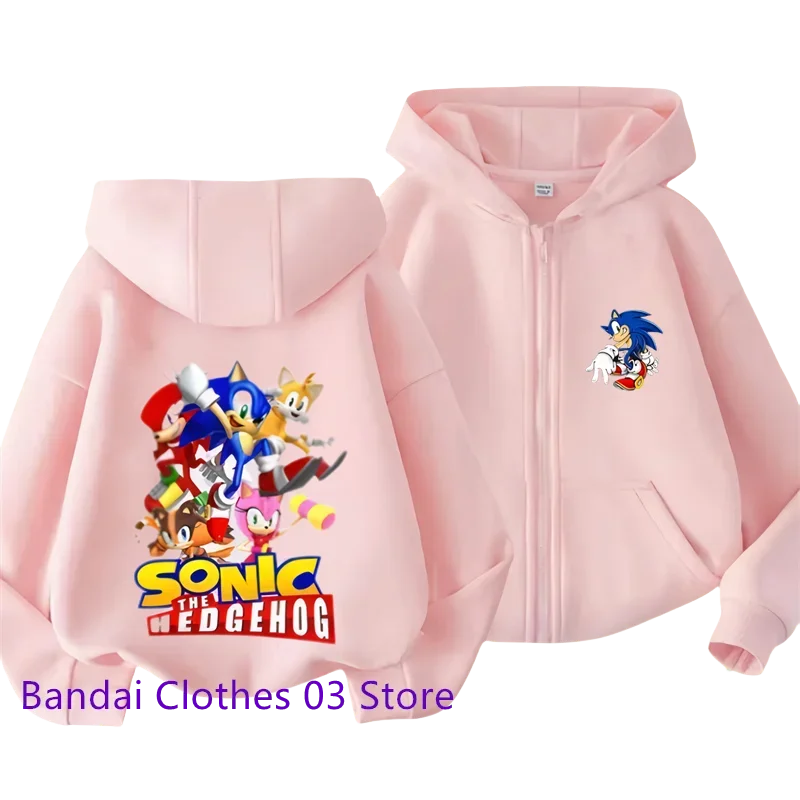 thumbnail image 1 of Sudadera con capucha y cremallera para niños de Anime Sonic Lightning con estampado de dibujos animados, sudadera de manga larga para otoño/invierno, chaqueta informal para niños de 2 a 12 años y niña, 1 of 4